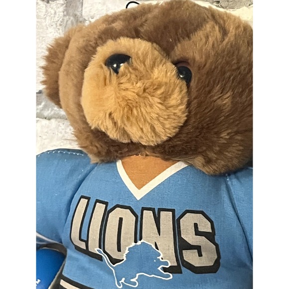 NFL Detroit Lions Good Stuff Plush Teddy Bear with Football Vintage‎ 1990s - Picture 3 of 7